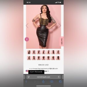 Vixen by Micheline Pitt Black Leather Pencil Skirt